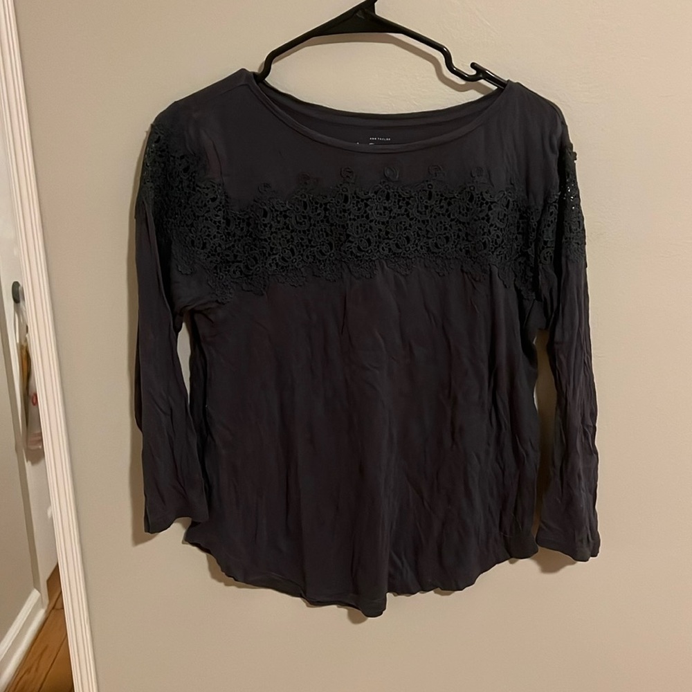Loft quarter sleeve blue lace shirt
